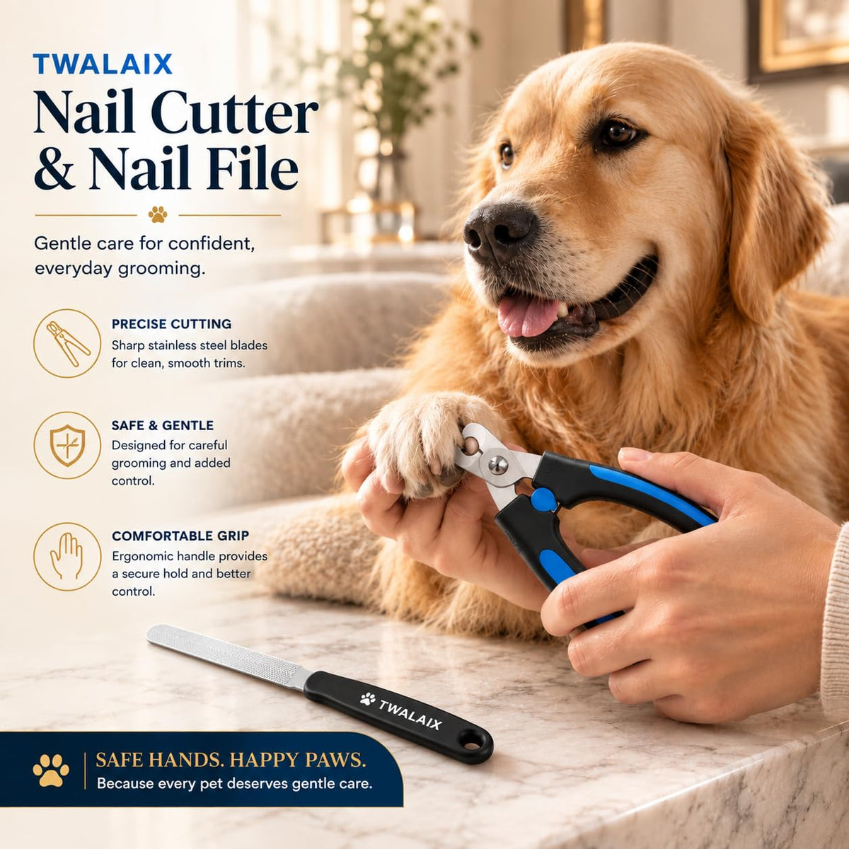 8-in-1 Dog Grooming Kit, Pet Grooming Kit for Dogs & Cats, Professional Cat Brush Set with Slicker Brush, Undercoat Rake, Flea Comb, Nail Clipper, Scissors & Bath Brush (8 Count (Pack of 1))