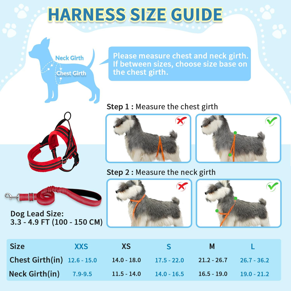 No Pull Small Dog Harness and Leash Set with Front Clip (XX-Small / Red)