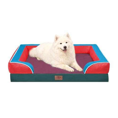 Orthopedic Dog Beds for Large Sized Dog with Bolster (36.0"L x 27.0"W x 8.0"Th / San Francisco)