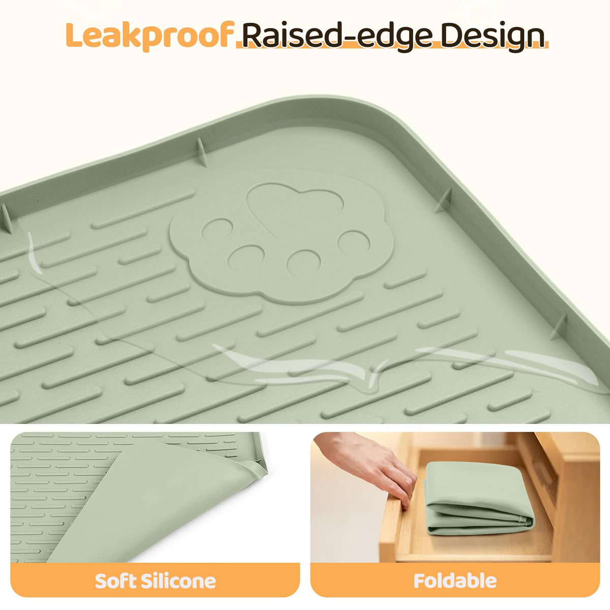 Dog Food Mat 70''x45'' Extra Large Dog Mat for Food and Water (70"L x 45"W / Green)