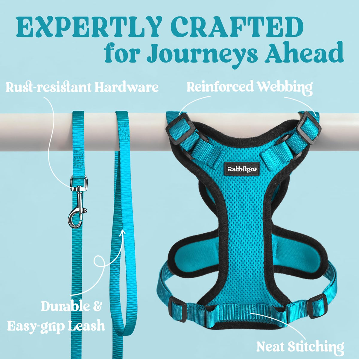 Cat Harness and Leash Set (M / Teal)