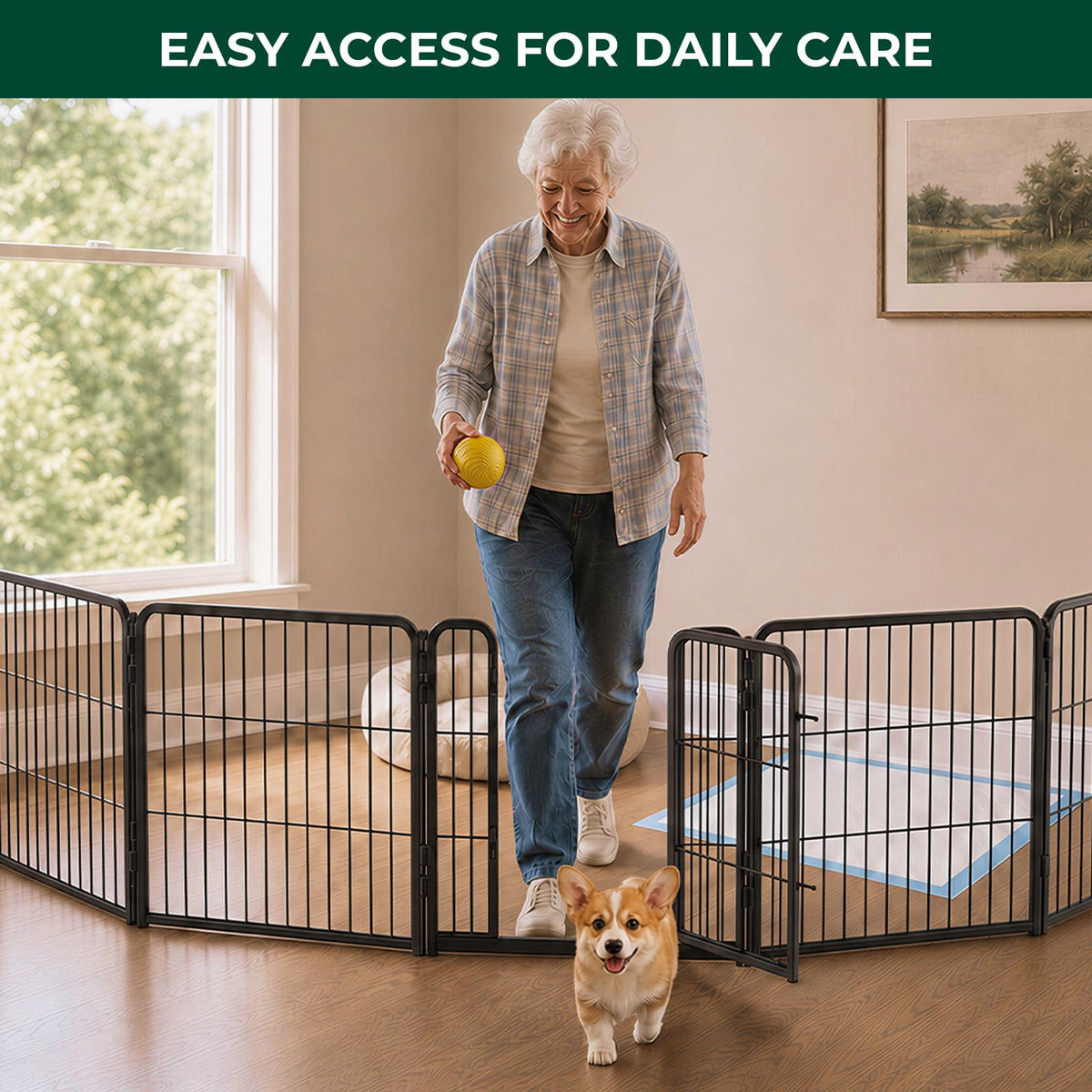 Homeplus Indoor Dog Playpen (Black / 24"H)