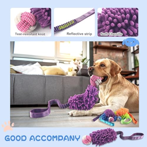 Dog Tug Toys for Aggressive Chewers (Purple / Dog Bite Ball Toy)