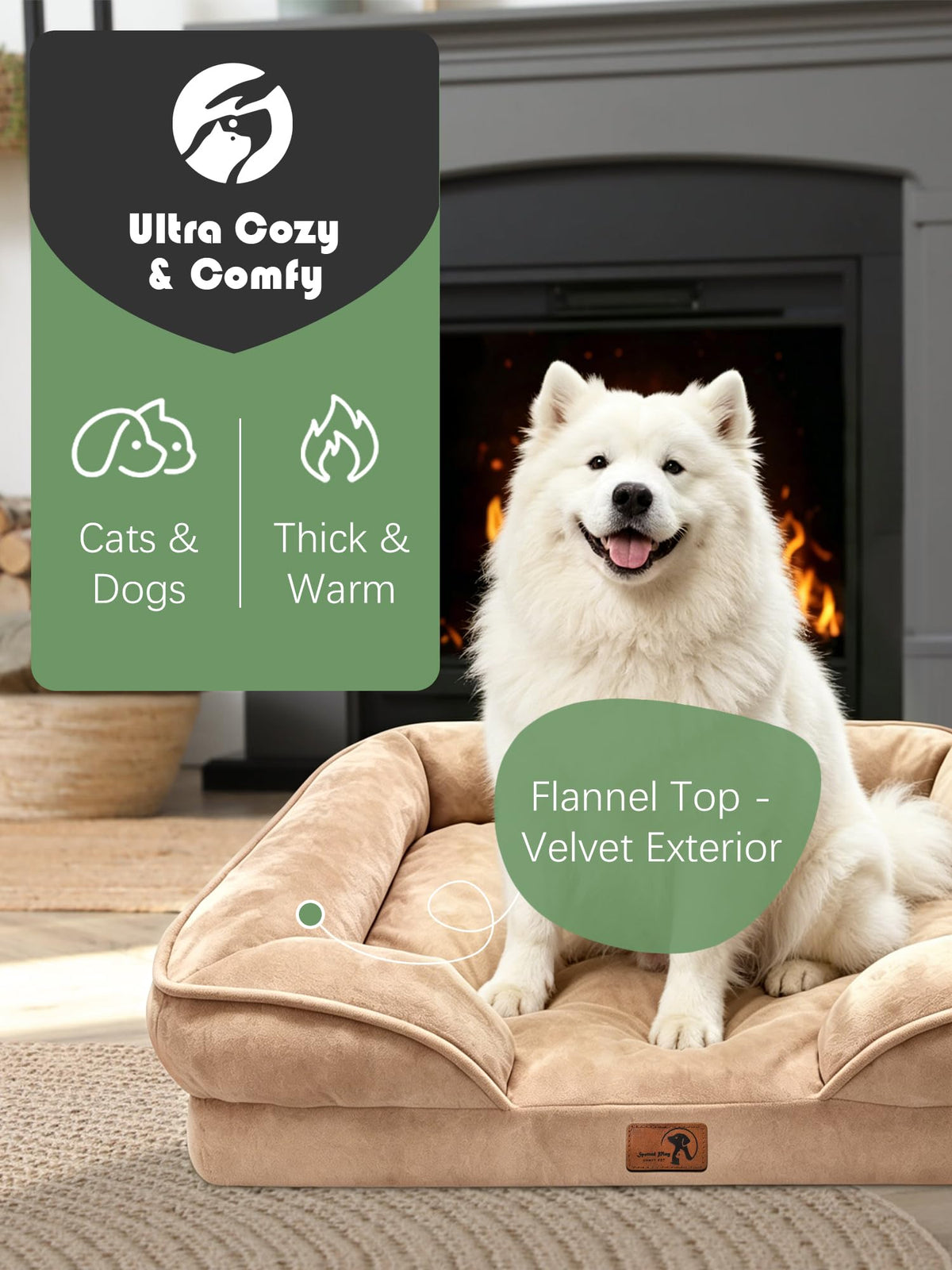 Orthopedic Dog Bed with Sides (38.0"L x 28.0"W x 6.5"Th / Brown)