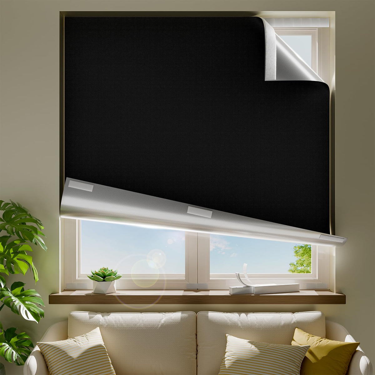 100% Blackout Curtains for Bedroom (Black / 26"W x 40"L (Pack of 1))