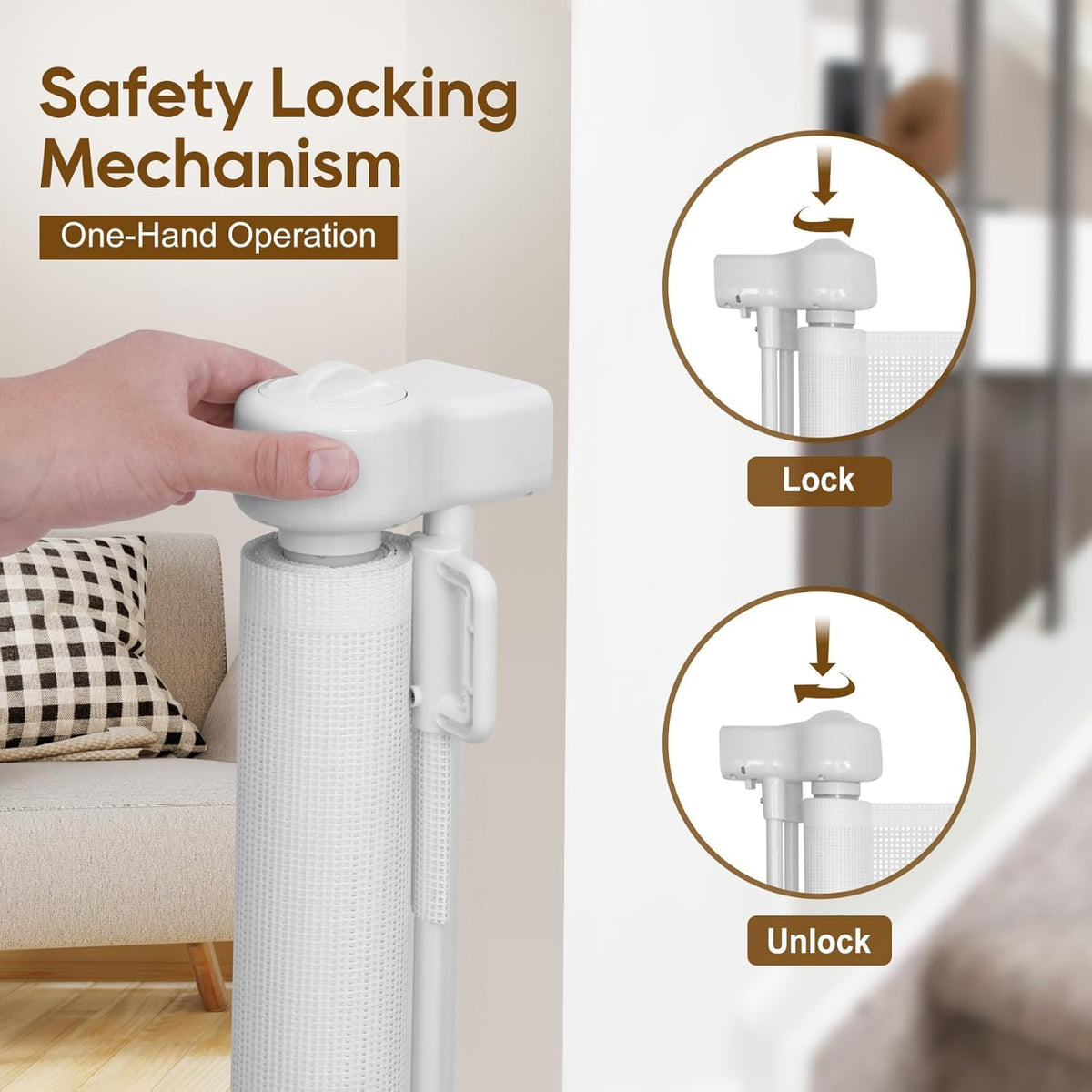 100 inch Reinforced Retractable Baby Gates 42 inch Tall (White / 42" Tall x 100" Wide)