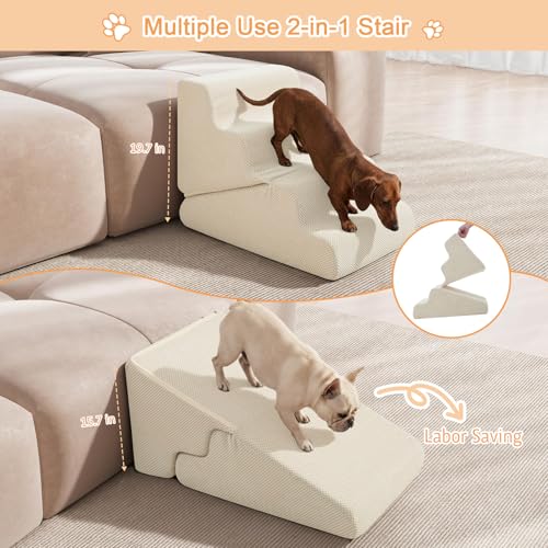 Dog Ramp for Bed (Beige / EXtra Wide 4 Step)