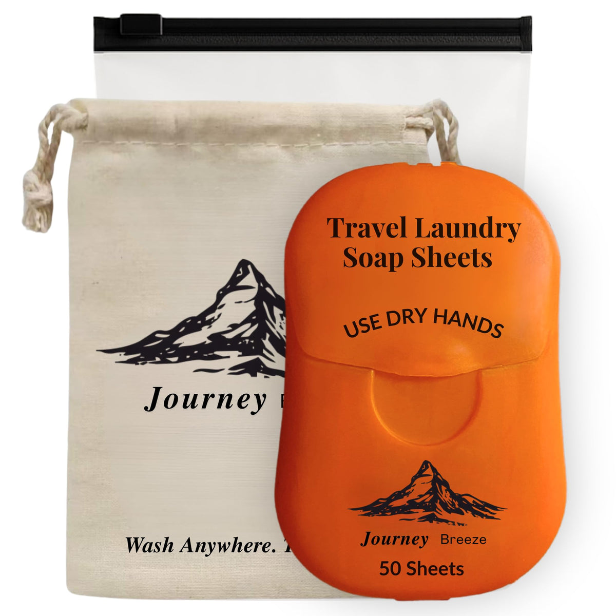 Travel Laundry Detergent Sheets 50 Pack (Pocket Sheets (50) + Canvas Bag)