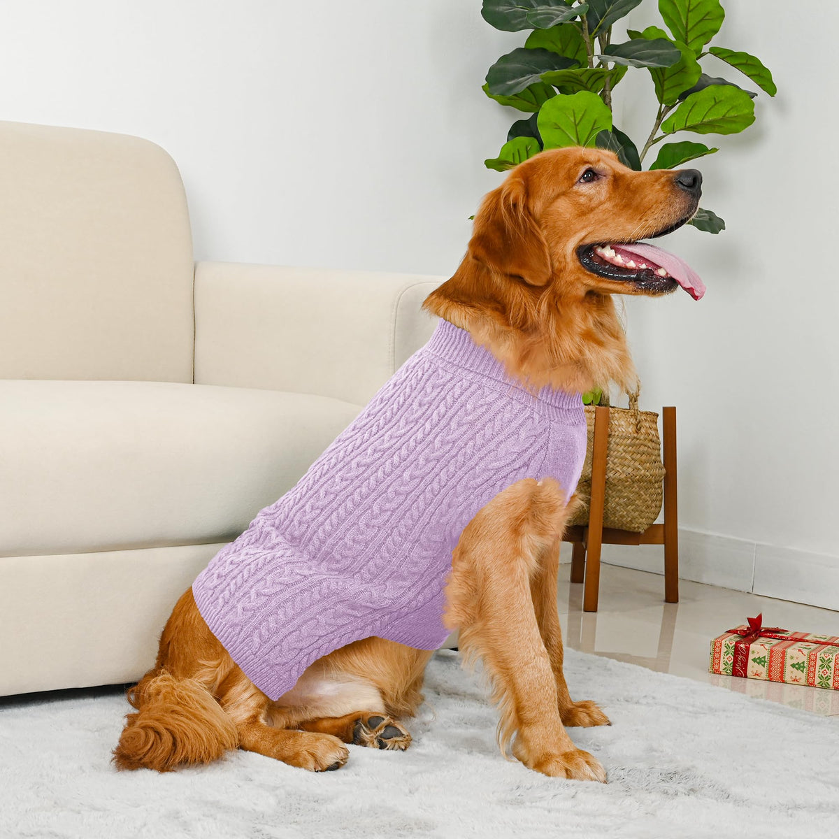 Dog Sweater 2 Pack for Large Dogs (Pink & Purple / XXXX-Large)
