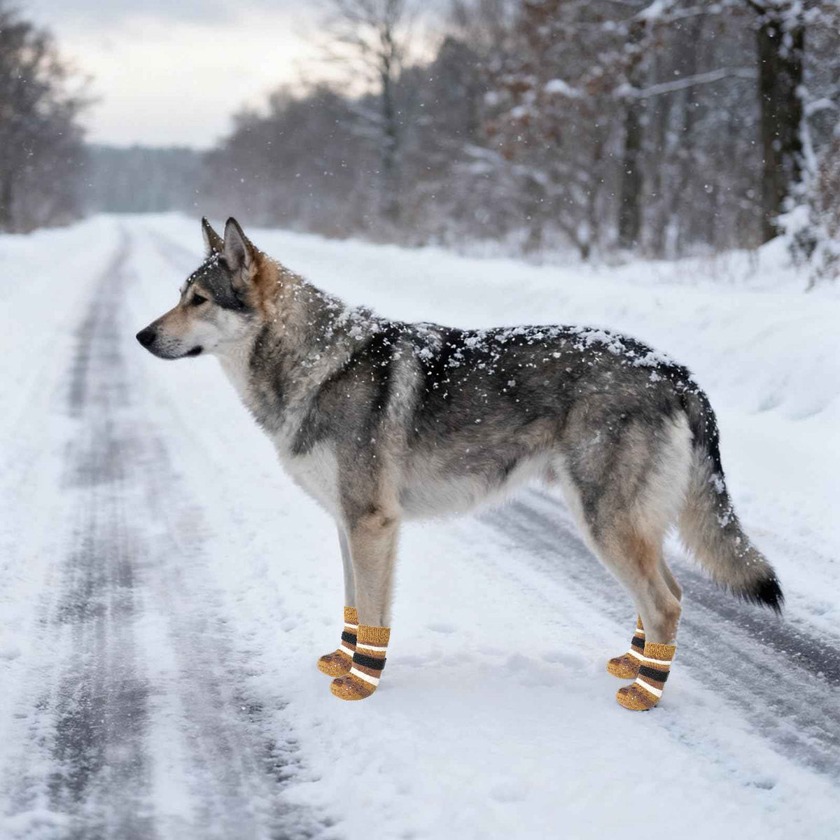 Anti Slip Dog Socks to Prevent Licking Paws and Slipping (Brown / Large)