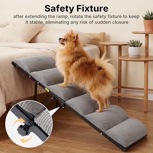 Foldable Dog Ramp for Bed Couch Large Dogs (Gray / up to 23"H-for high bed)