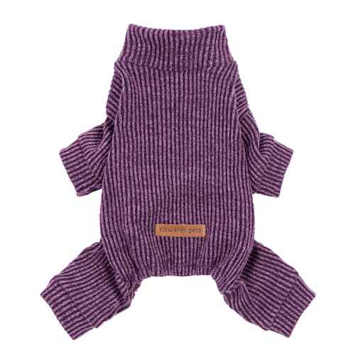 Mock Neck Knitted Dog Pajamas (X-Large / Purple)