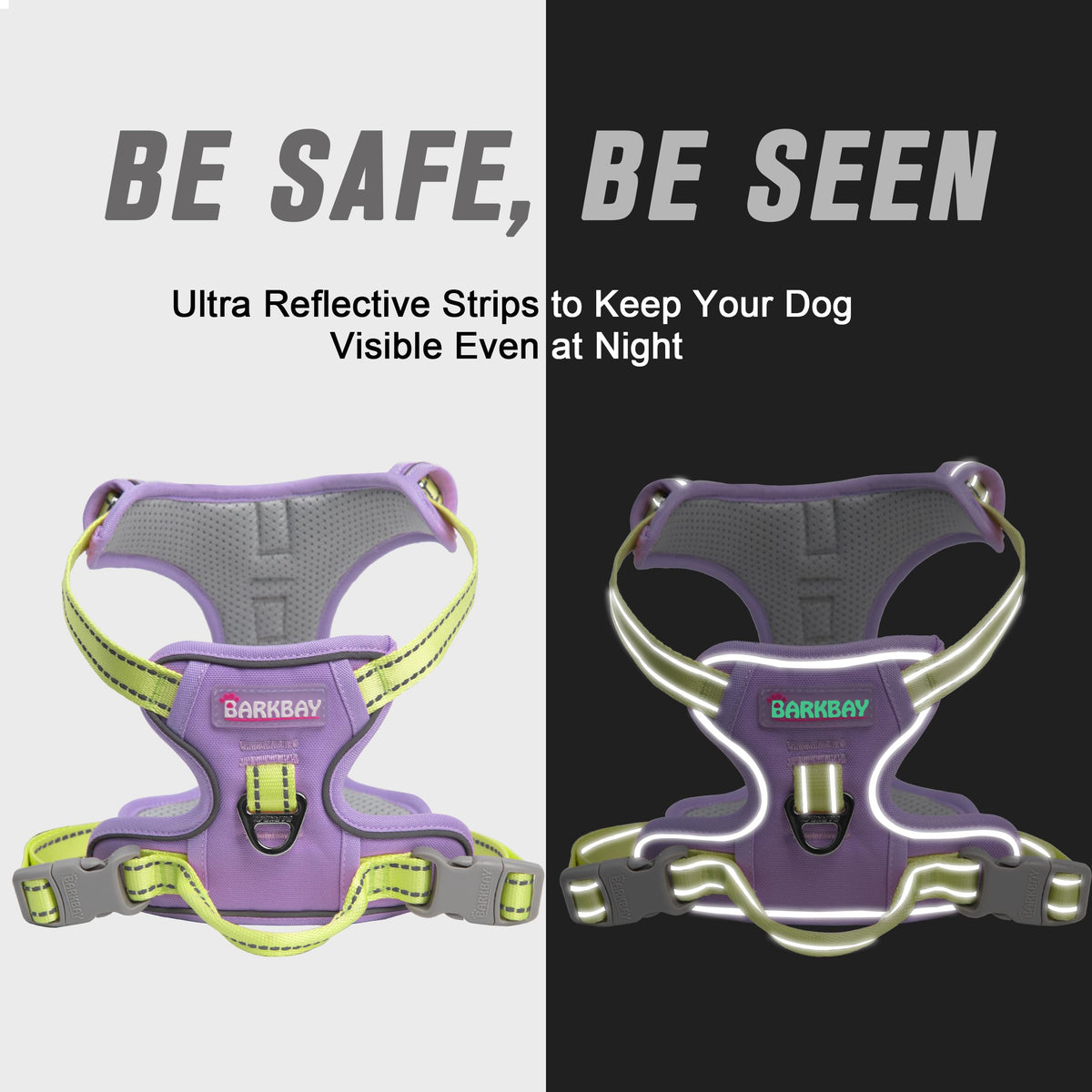Dog Harness No Pull for Large Dogs Front Back Clips (X-Large(Chest:30-38”) / Violet Purple & Sunlight)