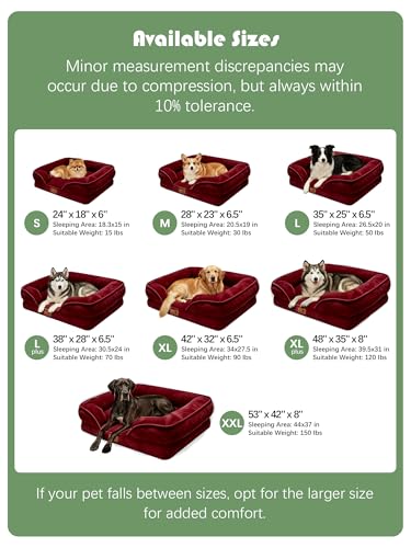 Orthopedic Dog Bed with Sides (35.0"L x 25.0"W x 6.5"Th / Burgundy)