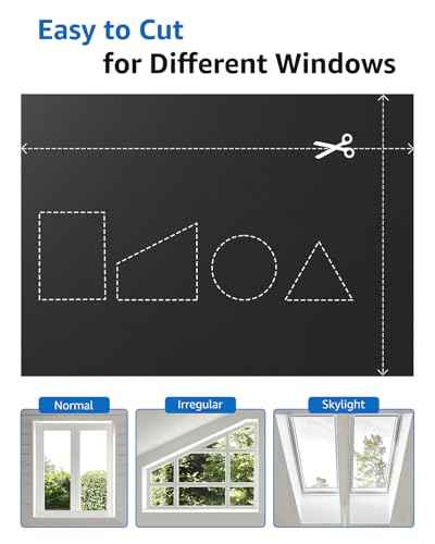 Blackout Curtains Portable 12”x36” No Drill Black Out Window Cover (Black / 12"W x 36"L (Pack of 1))