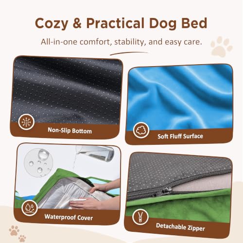 Orthopedic Dog Beds for Large Sized Dog with Bolster (36.0"L x 27.0"W x 8.0"Th / Boston)