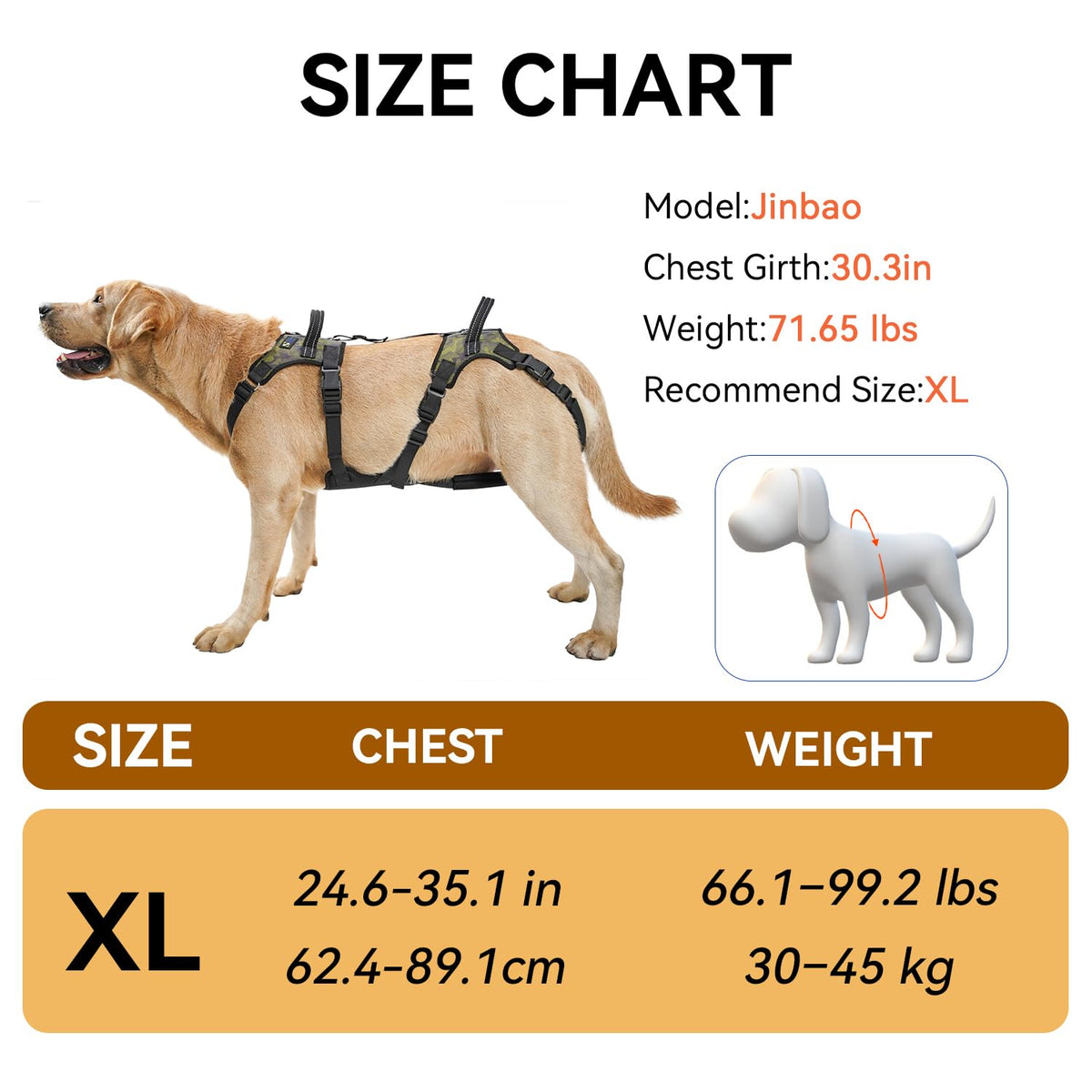 Dog Lift Harness for Senior Dogs (XL)