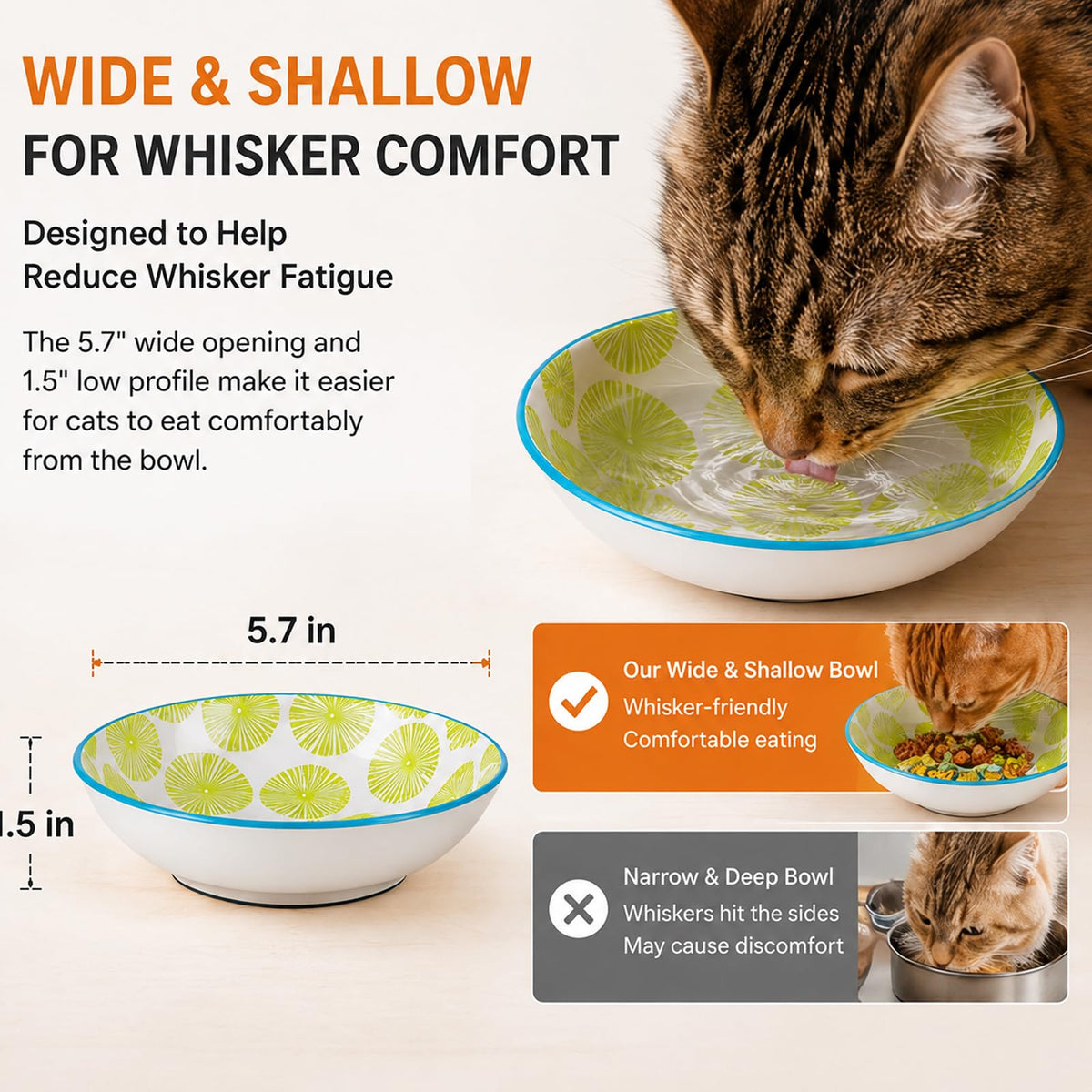 Ceramic Cat Food Bowls (Classic Color)