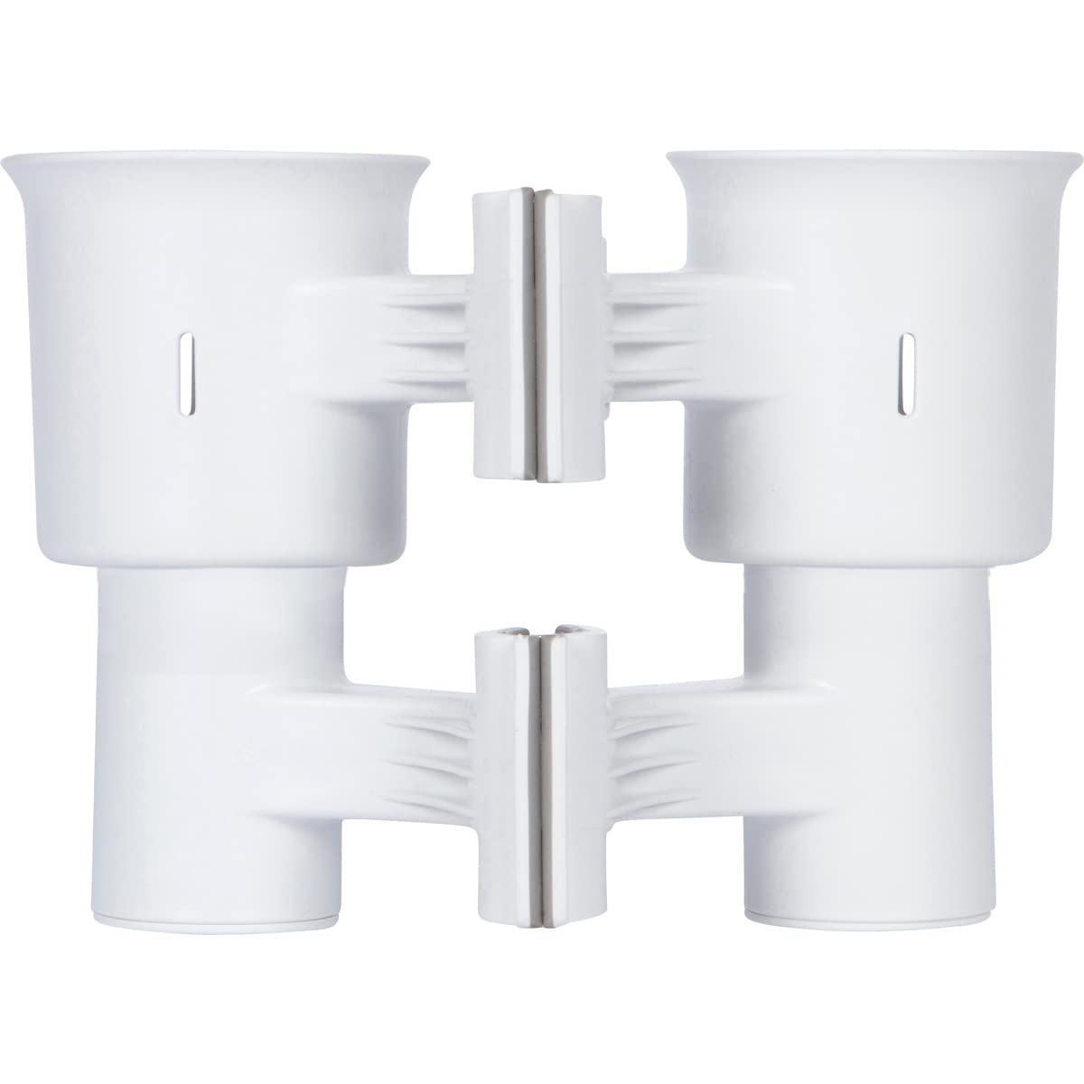 White), Patented Clamp On Boat Cup Holder |Multifunction Dual Drink Caddy for Fishing Poles, Tools, Net, Gaff |Portable Storage for Boating, Beach, Umbrellas, Golf Carts, Strollers (White / Standard Spring)