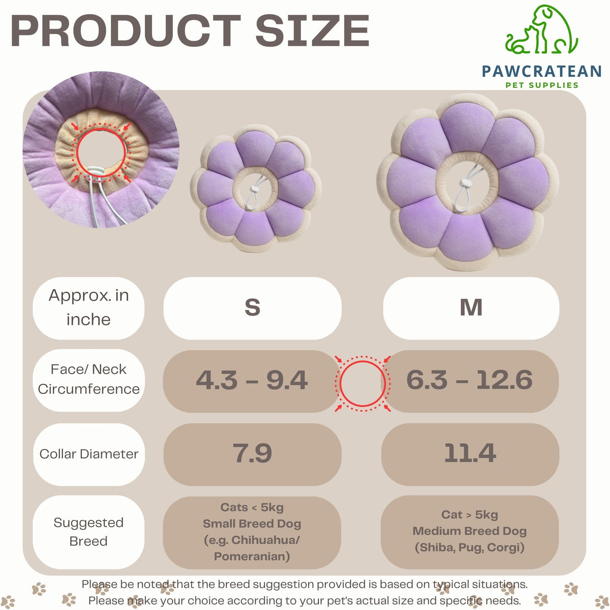 Adjustable Comfy Flower Style Elizabeth Collar for Cats Puppies Soft Recovery Cone Pet Protective Neck Collar (Purple / Small)