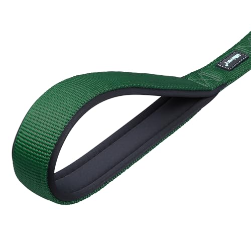 Short Dog Leash with Comfortable Padded Handle Heavy Duty Clip for Training Walks Outdoor Suitable for Medium Large Dogs (Dark Green / M:18 IN)