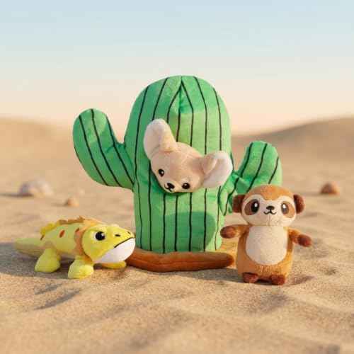 Squeaky Hide and Seek Dog Toys for Small and Medium Dogs (Cactus)