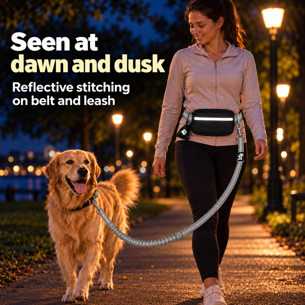 Dog Running Leash Hands Free (Silver)