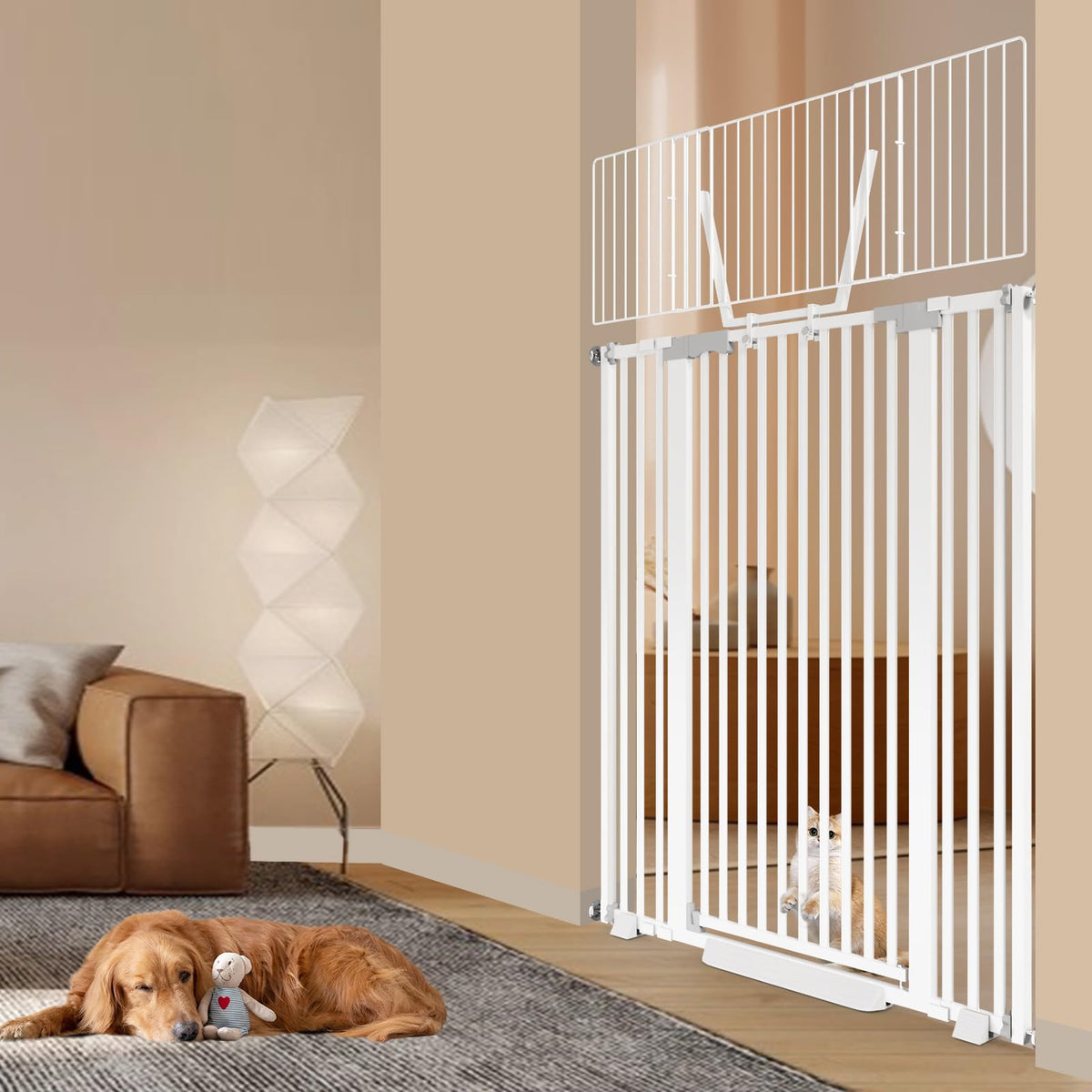 67" High Extra Tall Cat Gate for Doorway (White-67"tall / 30''-49.2''Wide)