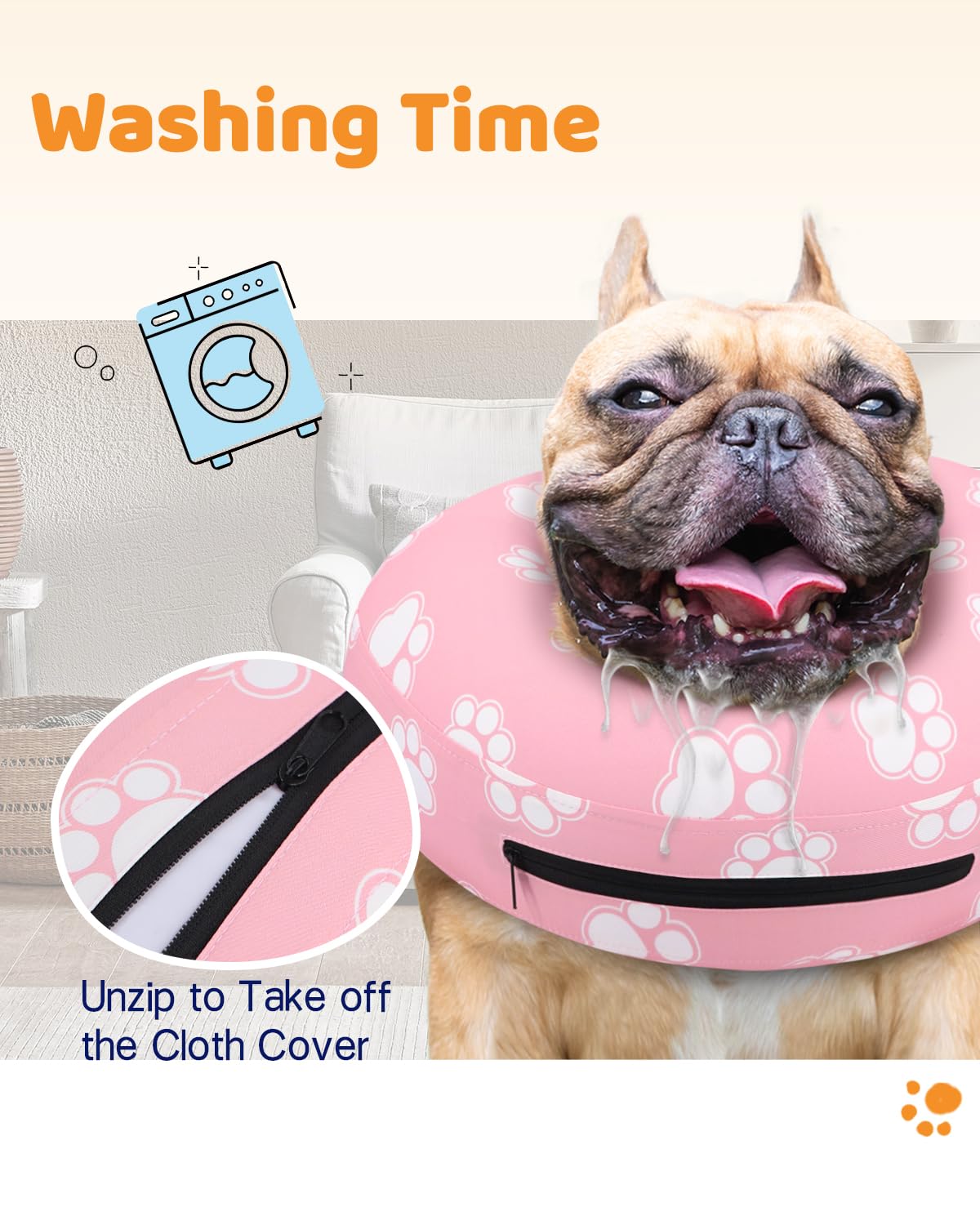Inflatable Dog Cone Collar Alternative After Surgery (T Paw Pink / XL(Neck 14"-18"))