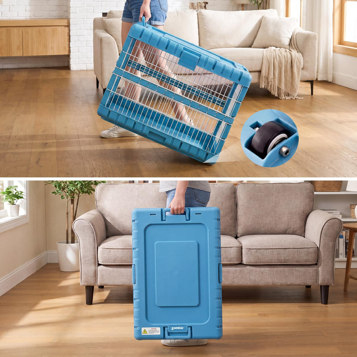 36" L Collapsible Dog Crate for Dogs (Blue / 36.42 x 24.2 x 26 in)
