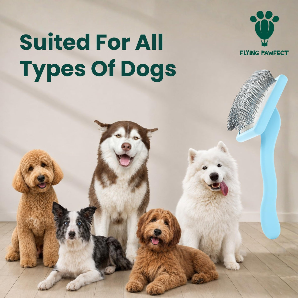 Slicker Brush for Dogs (Baby Blue / Flat Large)