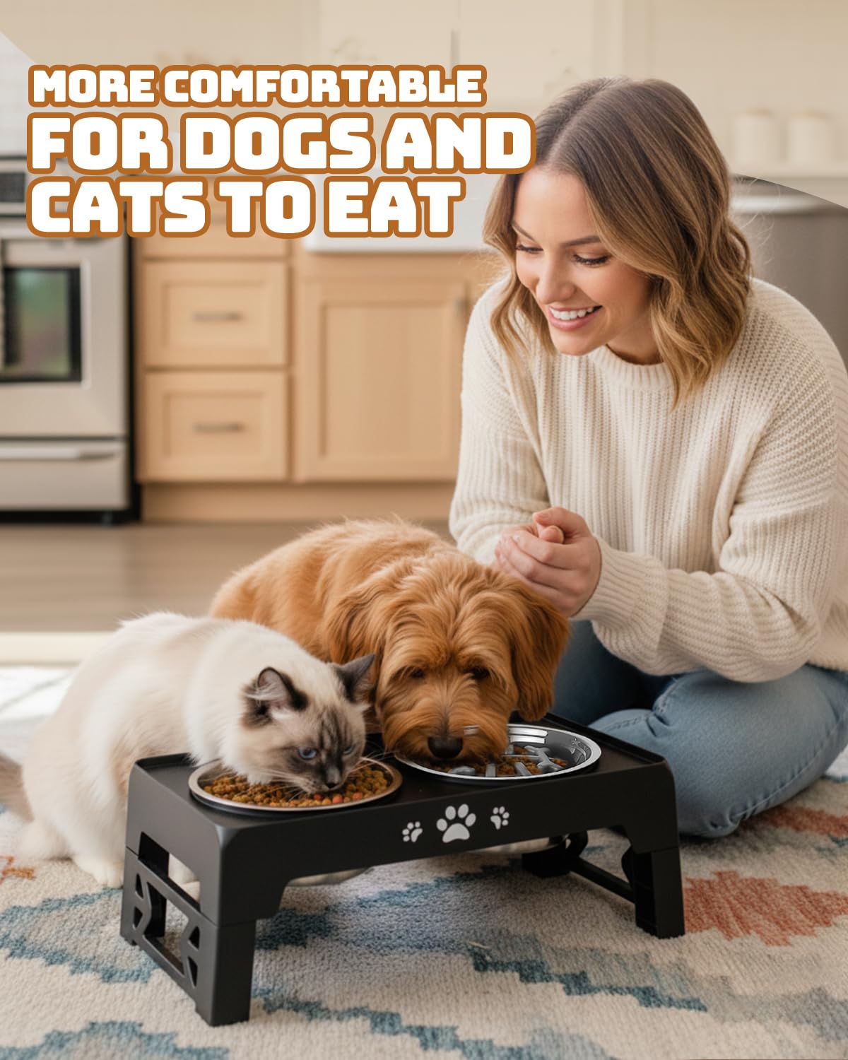 Elevated Dog Bowls for Small Dogs and Cats (Black / Small)