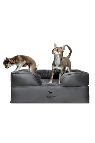 Dog Bed 28x23x11 Inch (Velvet - Grey / Medium)