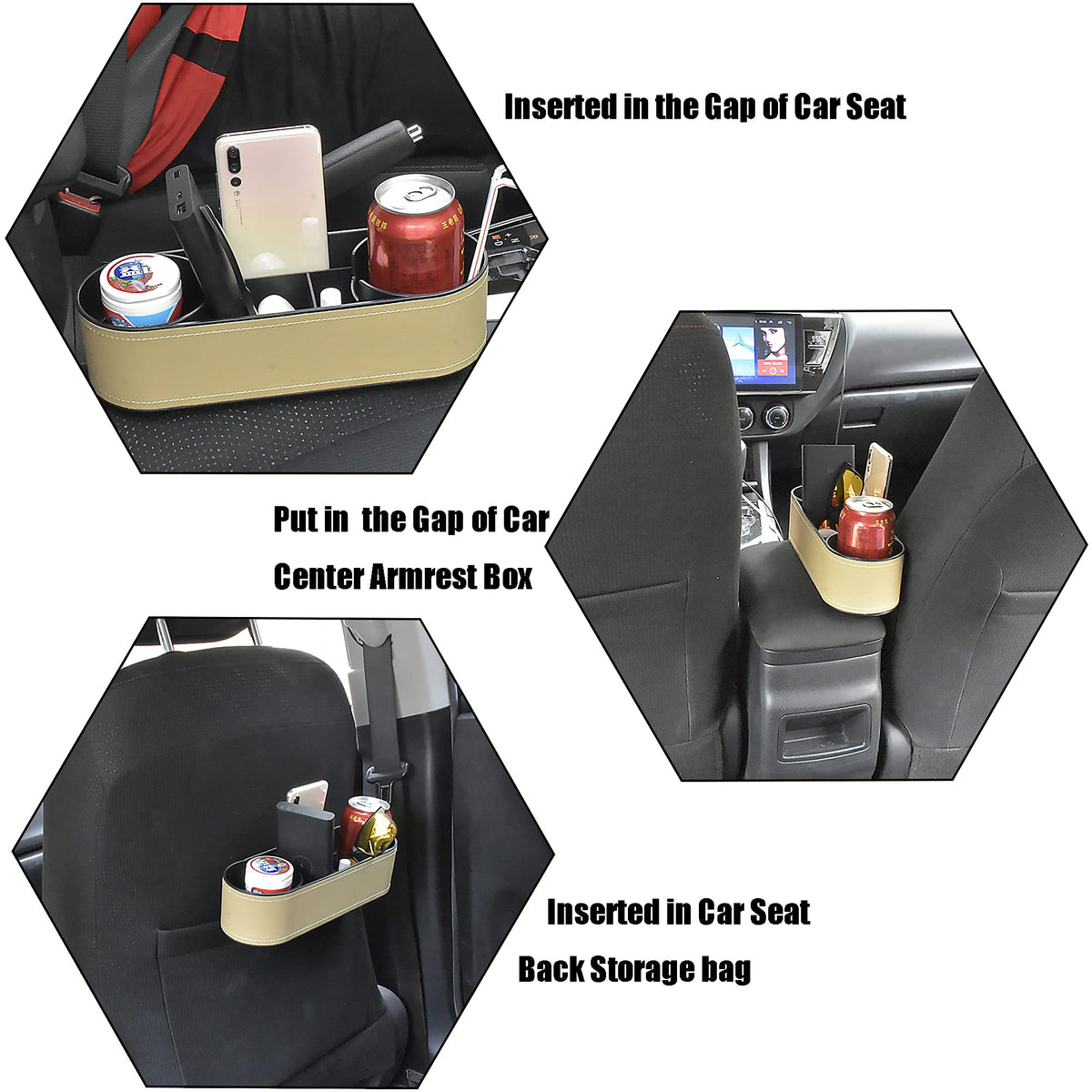 Console Side Pocket (Slim-Beige)