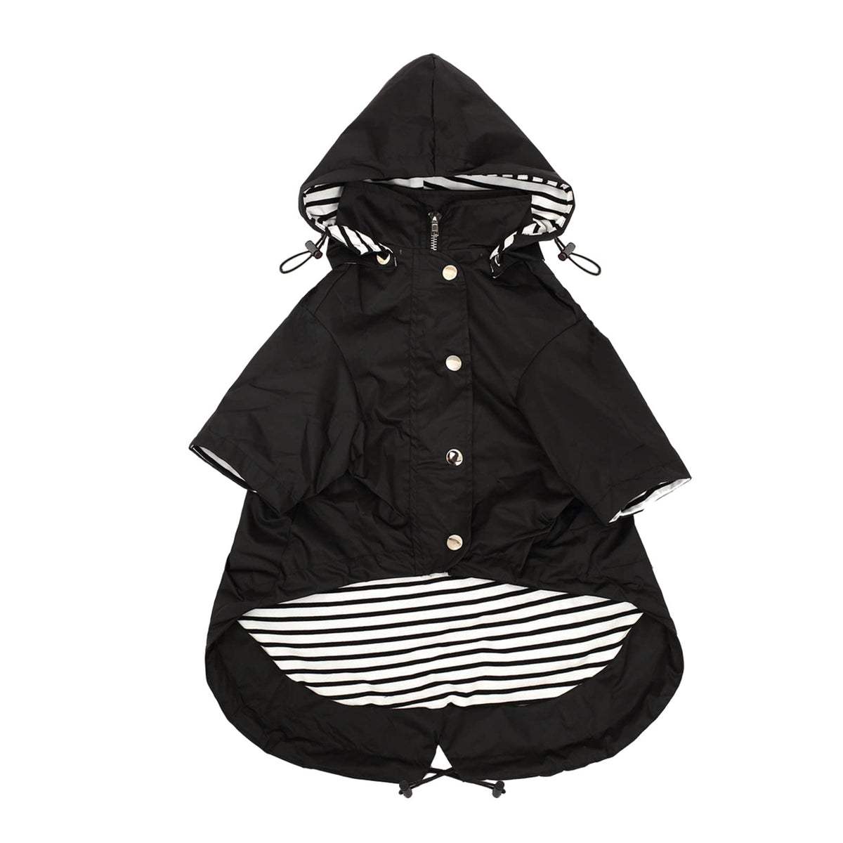 Dog Zip Up Raincoat with Reflective Buttons (Large / Black)