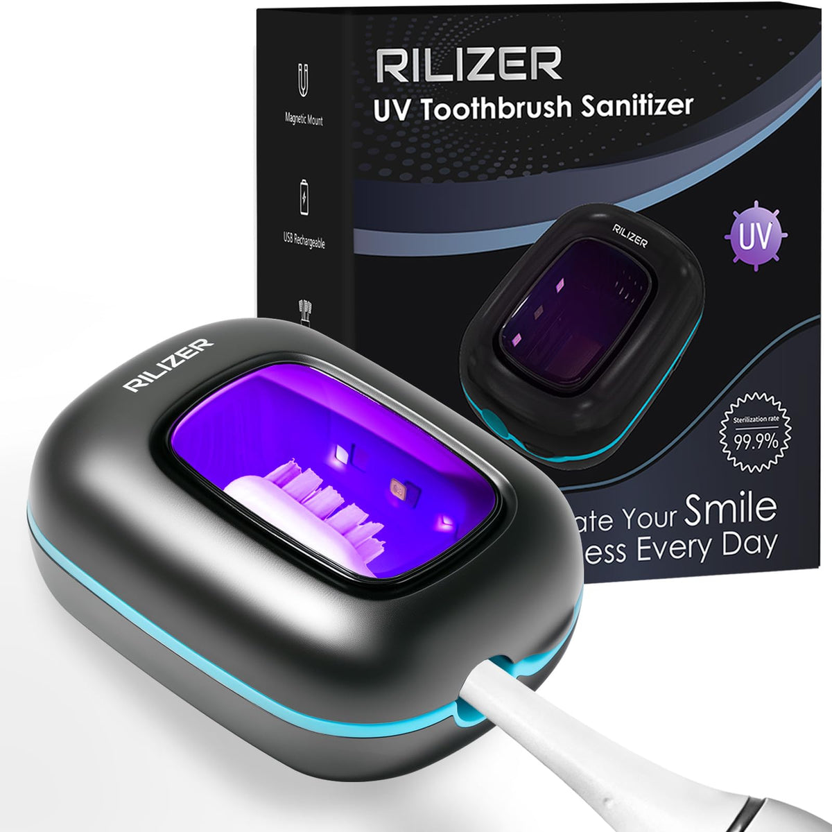 UV Toothbrush Sanitizer Cover (Black-Blue)