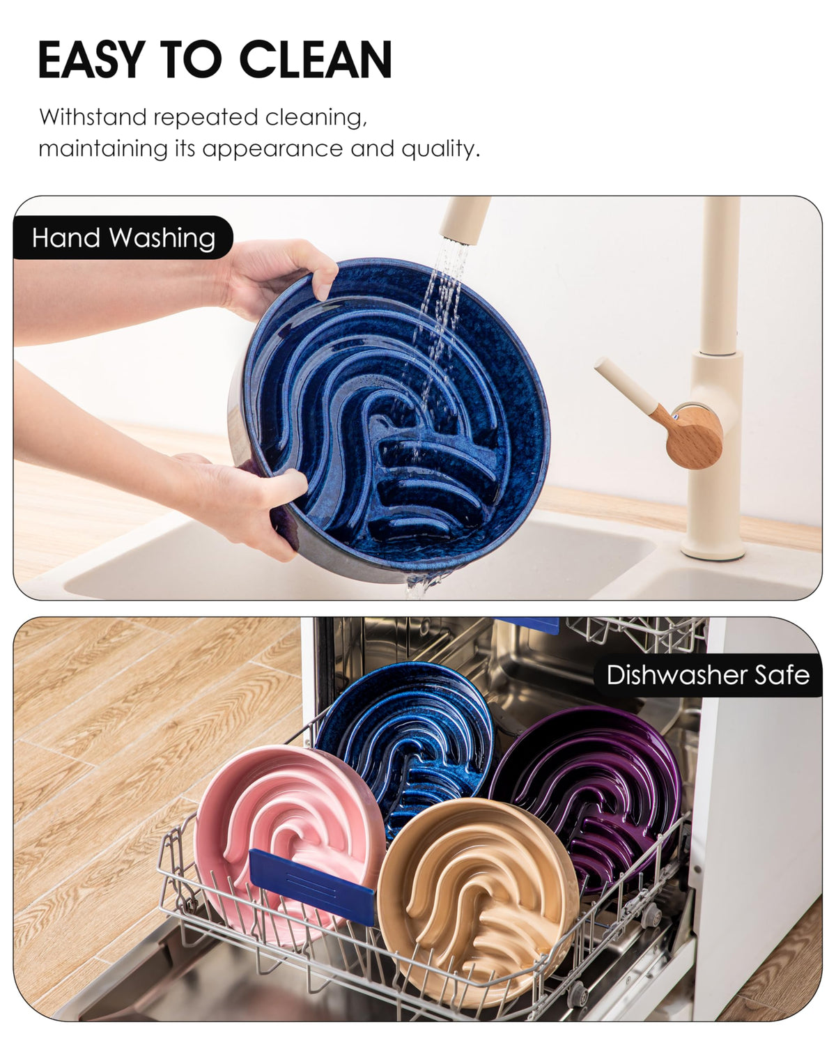 Slow Feeder Dog Bowl (Blue / 3 Cups)