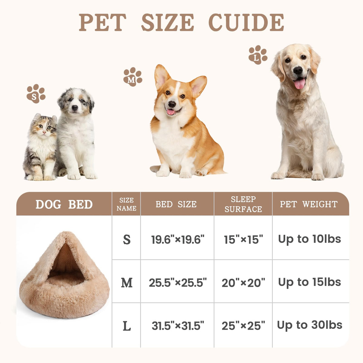 Calming Donut Dog Bed (Gradient BeigeBrown / Medium 25.5''x25.5''x9'')