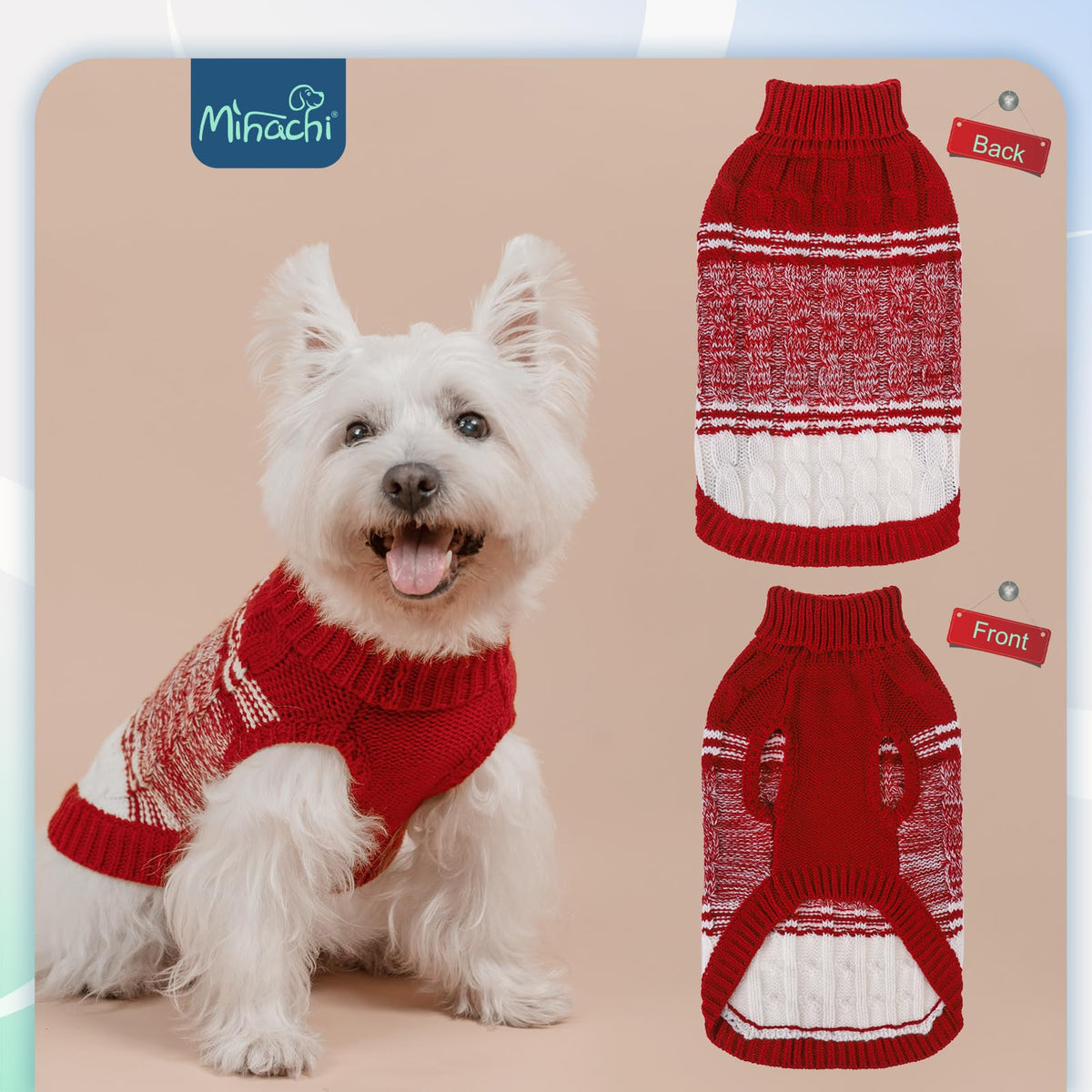 Soft Warm Dog Sweater for Small Dogs & Cats (X-Small / #1 Red)