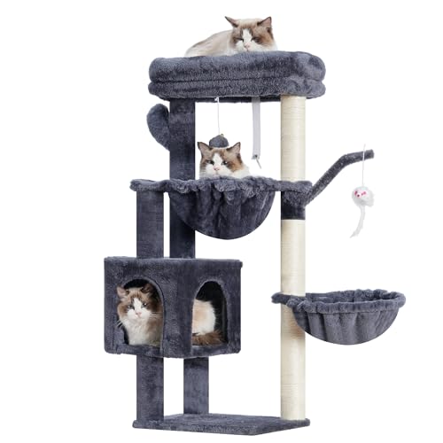Cat Tree 40 Inches Tower Condo with Scratching Post (Smoky Gray / 40 inch)