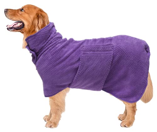Pineapple Grid Fast Drying Super Absorbent Dog Cat Bath Robe Towel (XX-Large / Purple(Pineapple grid))