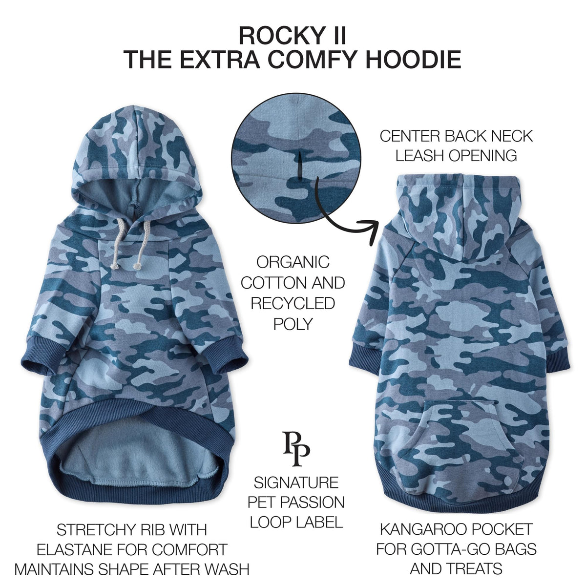Rocky II Dog Hoodie (Navy Camo / XXX-Small (up to 5lbs))