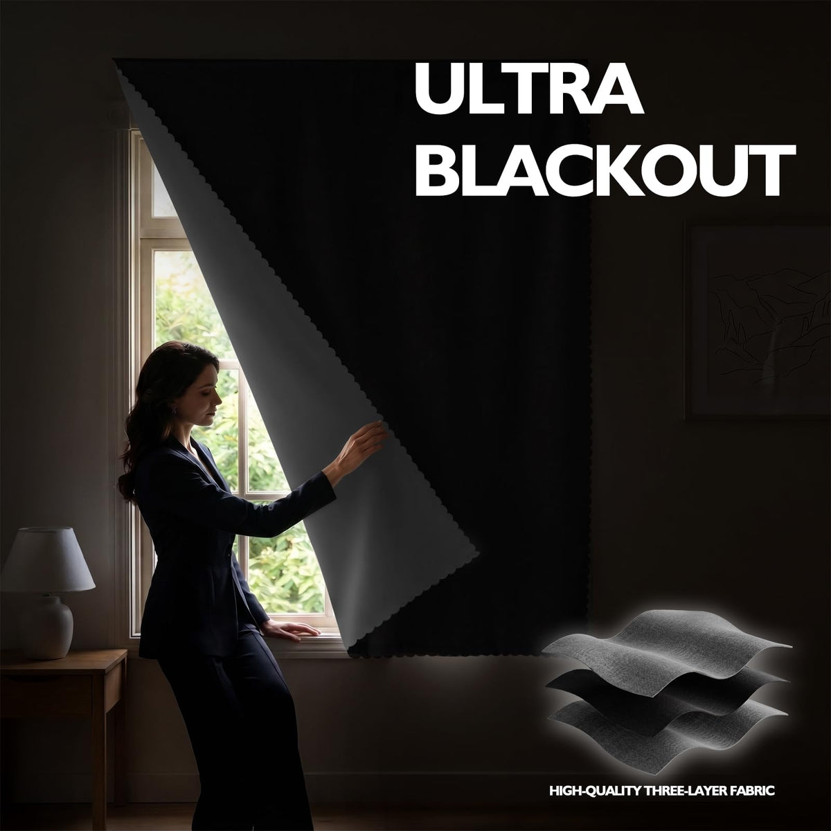 Self Adhesive Blackout Curtains (Grey / 47"W x 96"L (Pack of 1))