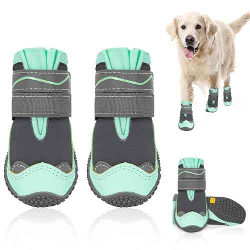 Dog Shoes for Large Small Medium Dogs (Green / #7 (Width 2.8 inch) for 63-78 lbs)