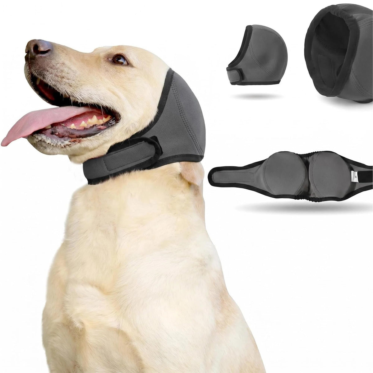 Dog Ear Muff Waterproof Noise Canceling Ear Protection (Grey / Medium)