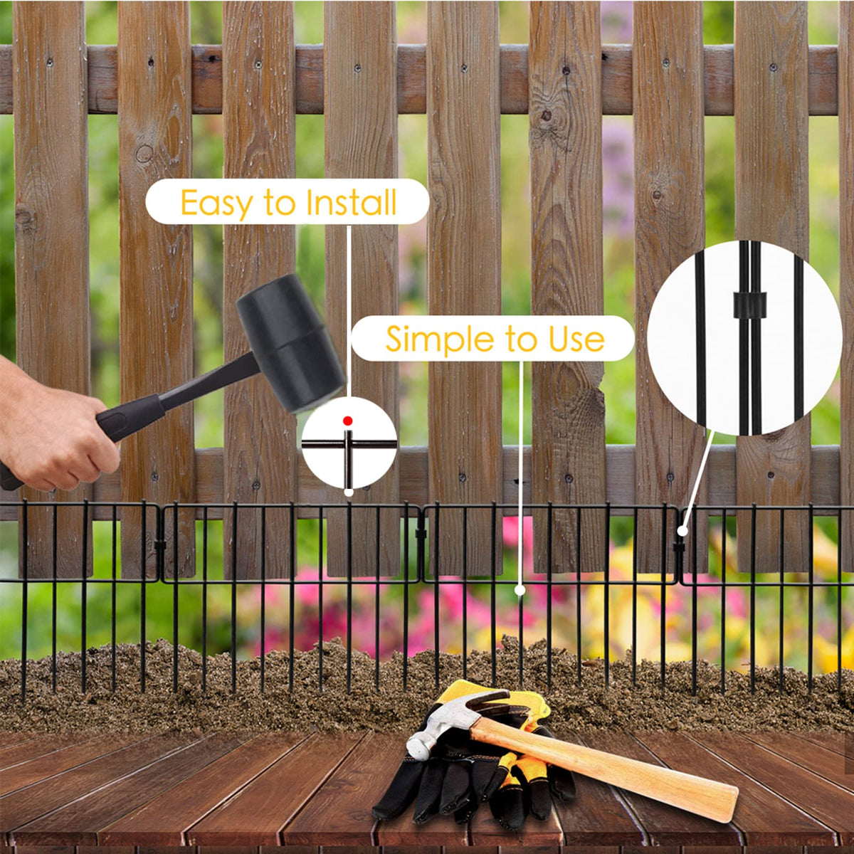 Animal Barrier Fence (Black / 30 Panel, 32.3Ft)