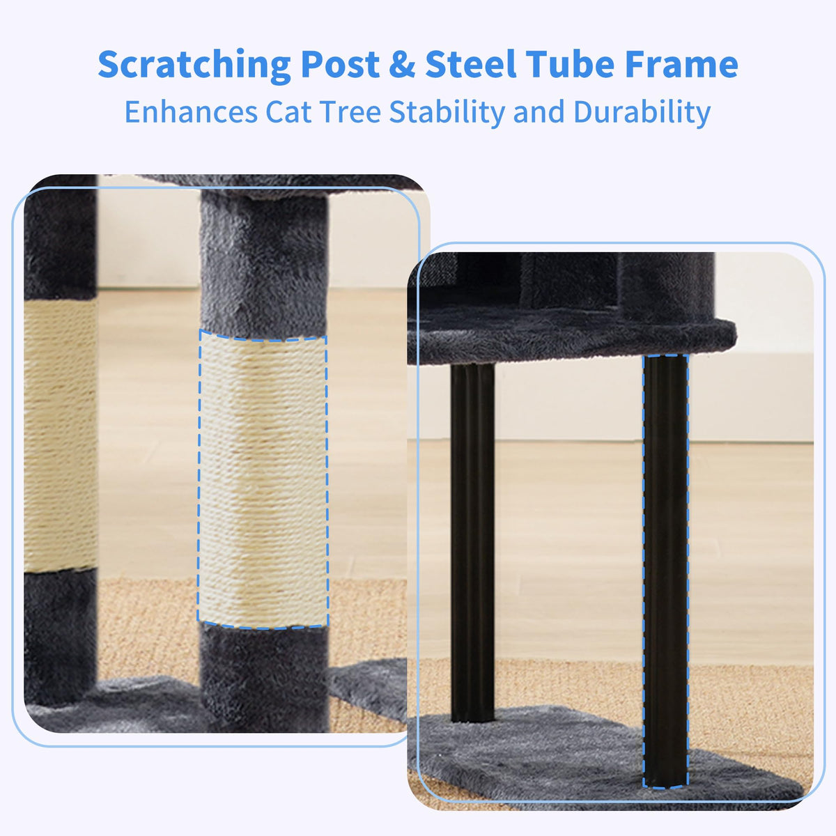 Cat Tree with Toy (Smoky Gray / 49 inch)