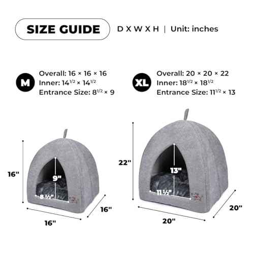 Cat Bed for Indoor Cat (Gray (Tent) / 20" x 20" x H:22")