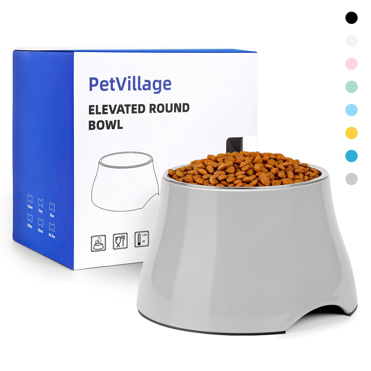 Dog Bowls Cone Friendly Non Slip Single Dog Bowl with Stainless Steel Inner (Medium(2 Cups) / Gray)