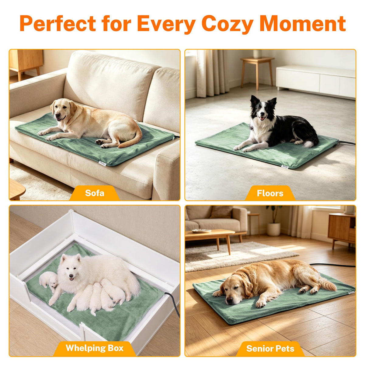 Dog Heating Pad (Sage Green / L: 35.0"x 24.0")